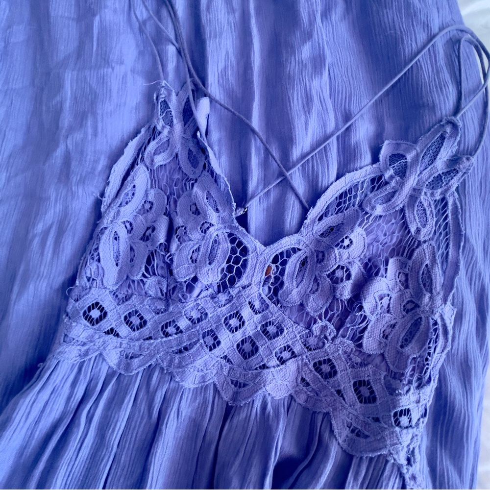 Free People Adella Crochet Lace Maxi Boho Purple Dress - Picture 6 of 7
